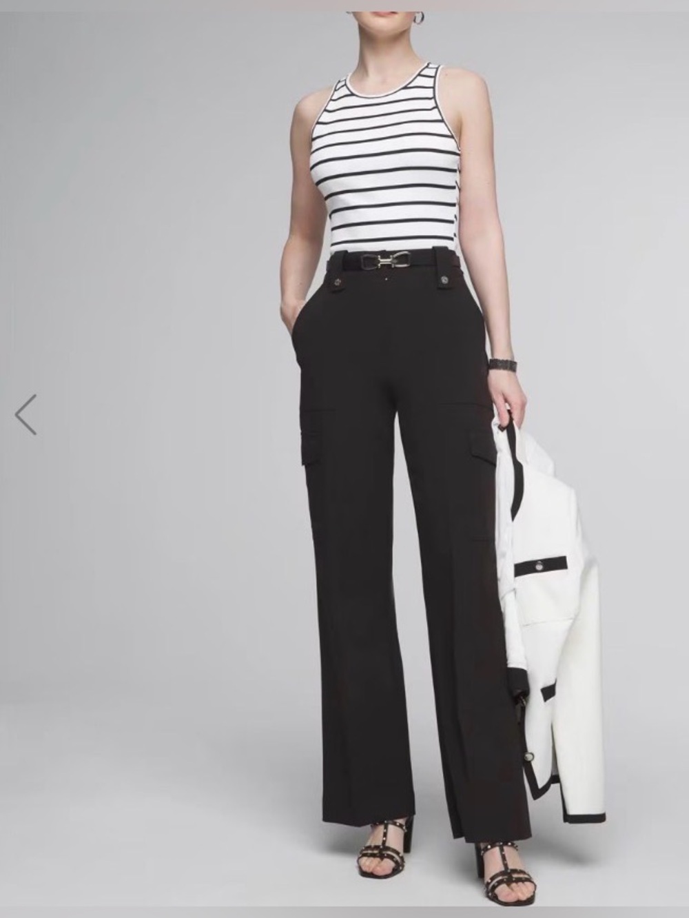 WHBM Black High-Rise Wide-Leg Utility Pants